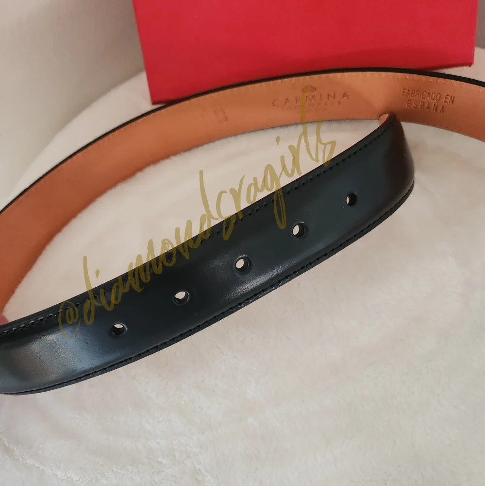 CARMINA Shoemaker Mens Cordovan Leather Belt Black Sz. 38/95 35MM New In Box